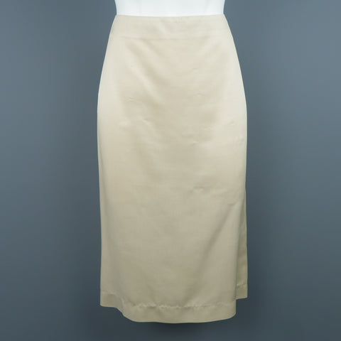 RALPH LAUREN COLLECTION Size 6 Light Beige Silk Twill Pencil Skirt