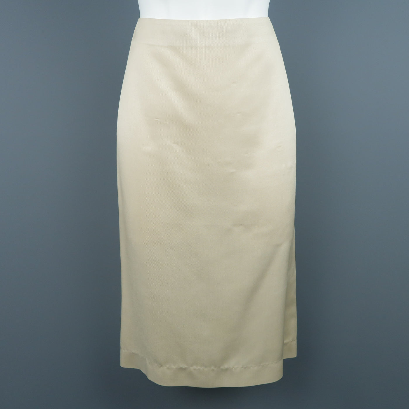 RALPH LAUREN COLLECTION Size 6 Light Beige Silk Twill Pencil Skirt