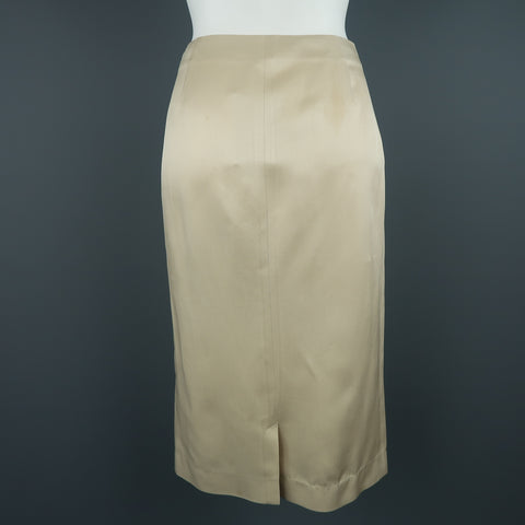 RALPH LAUREN COLLECTION Size 6 Light Beige Silk Twill Pencil Skirt