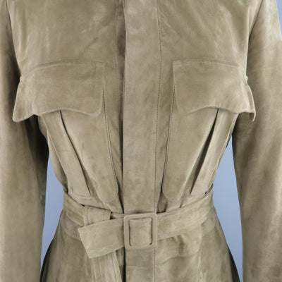 RALPH LAUREN COLLECTION Size 8 Olive Green Suede Safari Dress