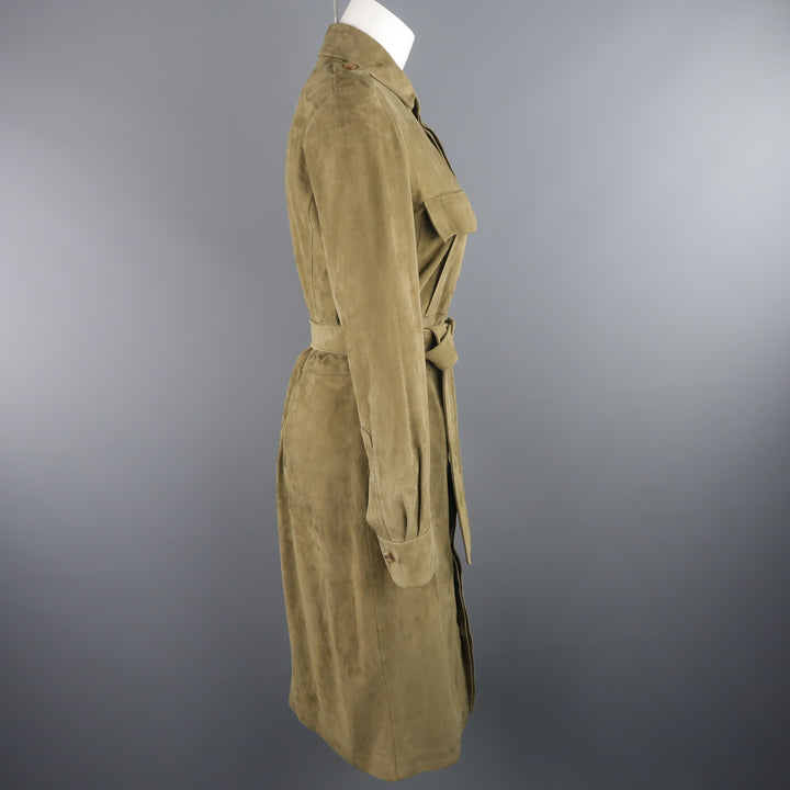 RALPH LAUREN COLLECTION Size 8 Olive Green Suede Safari Dress
