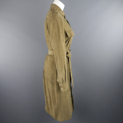 RALPH LAUREN COLLECTION Size 8 Olive Green Suede Safari Dress