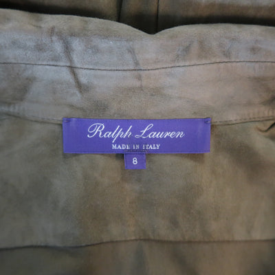RALPH LAUREN COLLECTION Size 8 Olive Green Suede Safari Dress