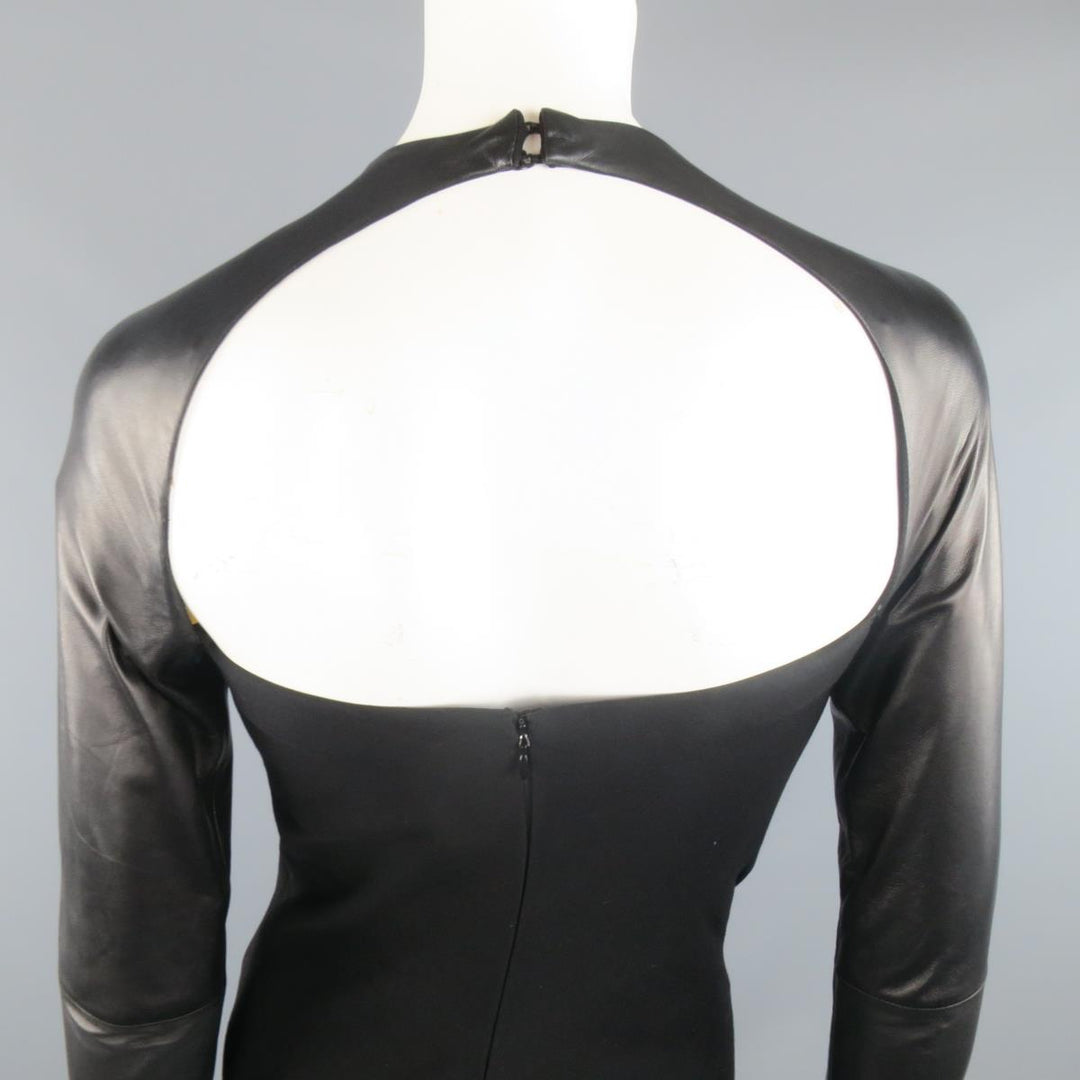 RALPH LAUREN COLLECTION Megan Fall 2012 Size US 4 Black Wool Leather S Sui Generis Designer Consignment RALPH LAUREN COLLECTION Megan Fall 2012 Size US 4 Black Wool Leather S Sui Generis Designer Consignment