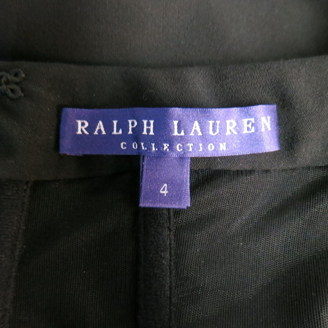 RALPH LAUREN COLLECTION Megan Automne 2012 Taille US 4 Robe à manches en cuir de laine noire