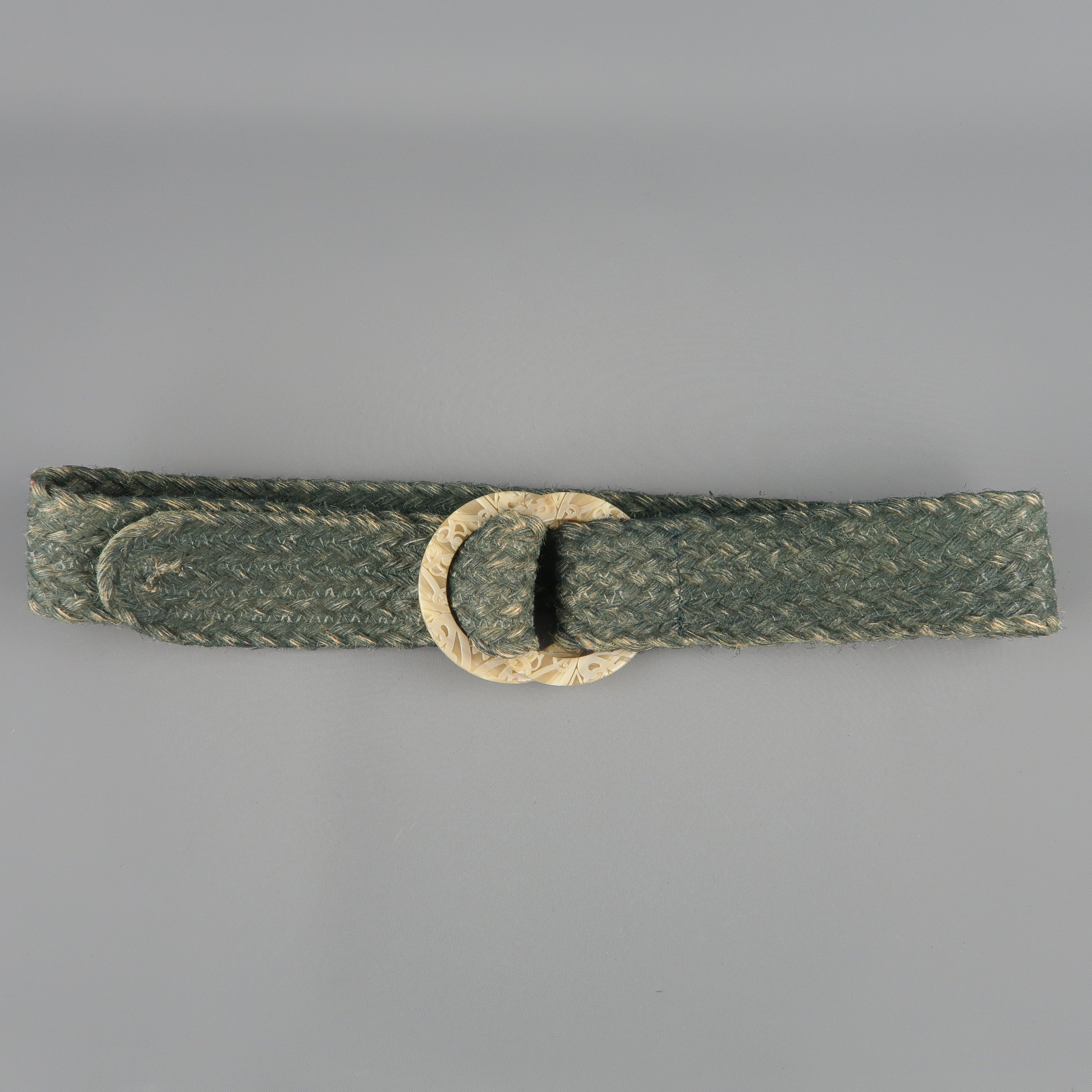 RALPH LAUREN Green M Braided Rope Double Engraved Hoop Belt – Sui ...