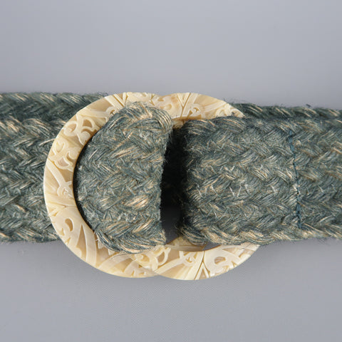RALPH LAUREN Green M Braided Rope Double Engraved Hoop Belt