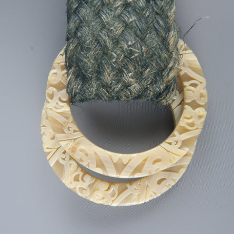 RALPH LAUREN Green M Braided Rope Double Engraved Hoop Belt