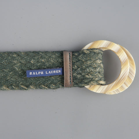 RALPH LAUREN Green M Braided Rope Double Engraved Hoop Belt