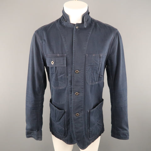 RALPH LAUREN M Navy Solid Cotton Worker Jacket