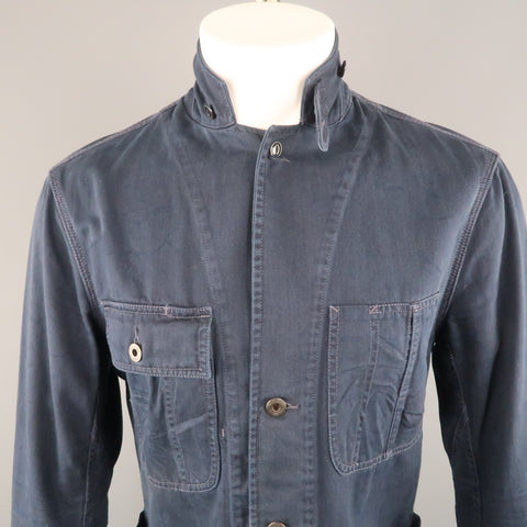 RALPH LAUREN M Navy Solid Cotton Worker Jacket