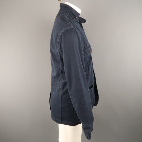 RALPH LAUREN M Navy Solid Cotton Worker Jacket