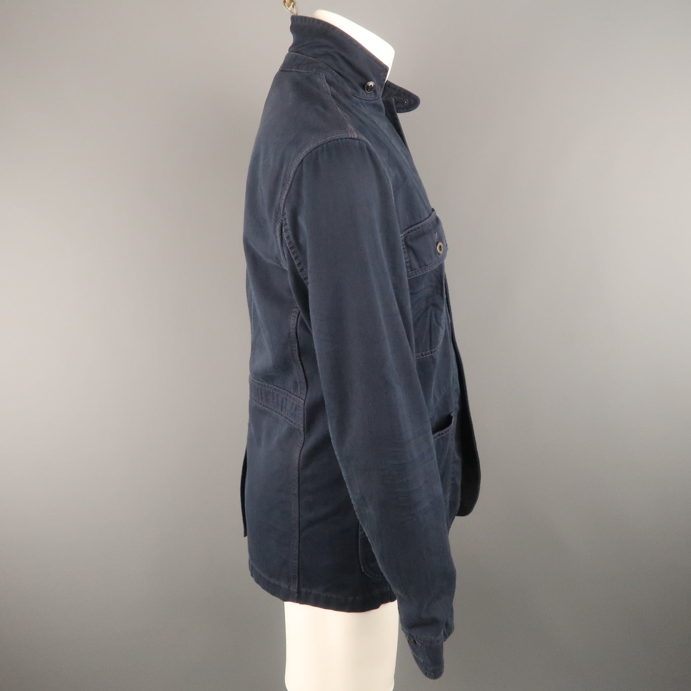 RALPH LAUREN M Navy Solid Cotton Worker Jacket