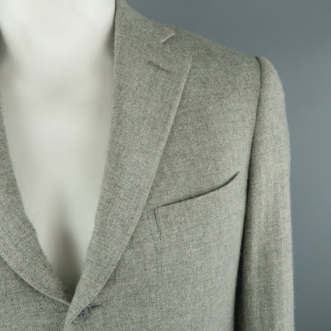 RALPH LAUREN Purple Label US 40 Light Gray Heather Cashmere Blazer Sport Coat