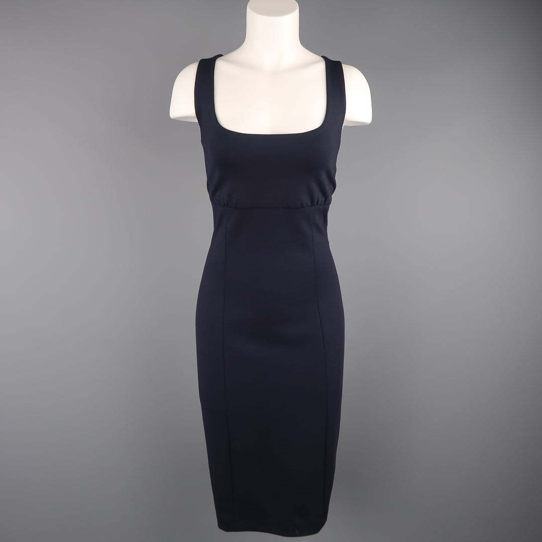RALPH LAUREN Size 10 Navy Wool Blend Jersey Sleeveless Sheath Dress RALPH LAUREN Size 10 Navy Wool Blend Jersey Sleeveless Sheath Dress