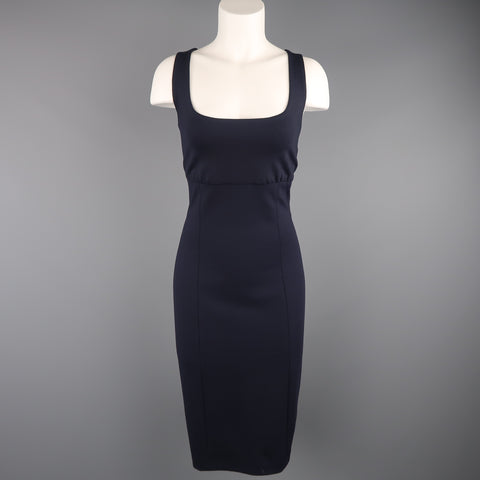 RALPH LAUREN Size 10 Navy Wool Blend Jersey Sleeveless Sheath Dress