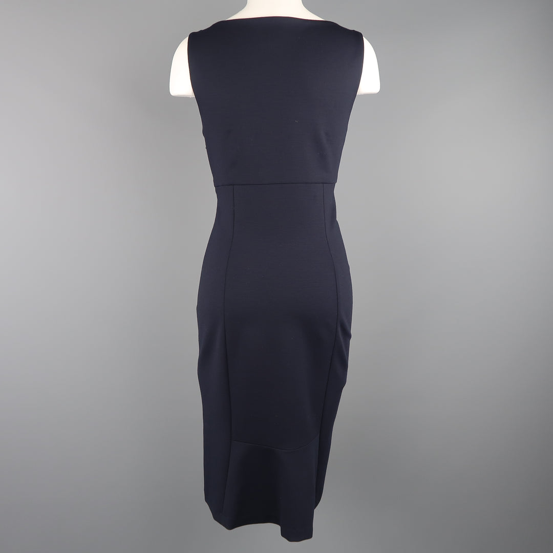 RALPH LAUREN Size 10 Navy Wool Blend Jersey Sleeveless Sheath Dress Sui Generis Designer Consignment RALPH LAUREN Size 10 Navy Wool Blend Jersey Sleeveless Sheath Dress Sui Generis Designer Consignment