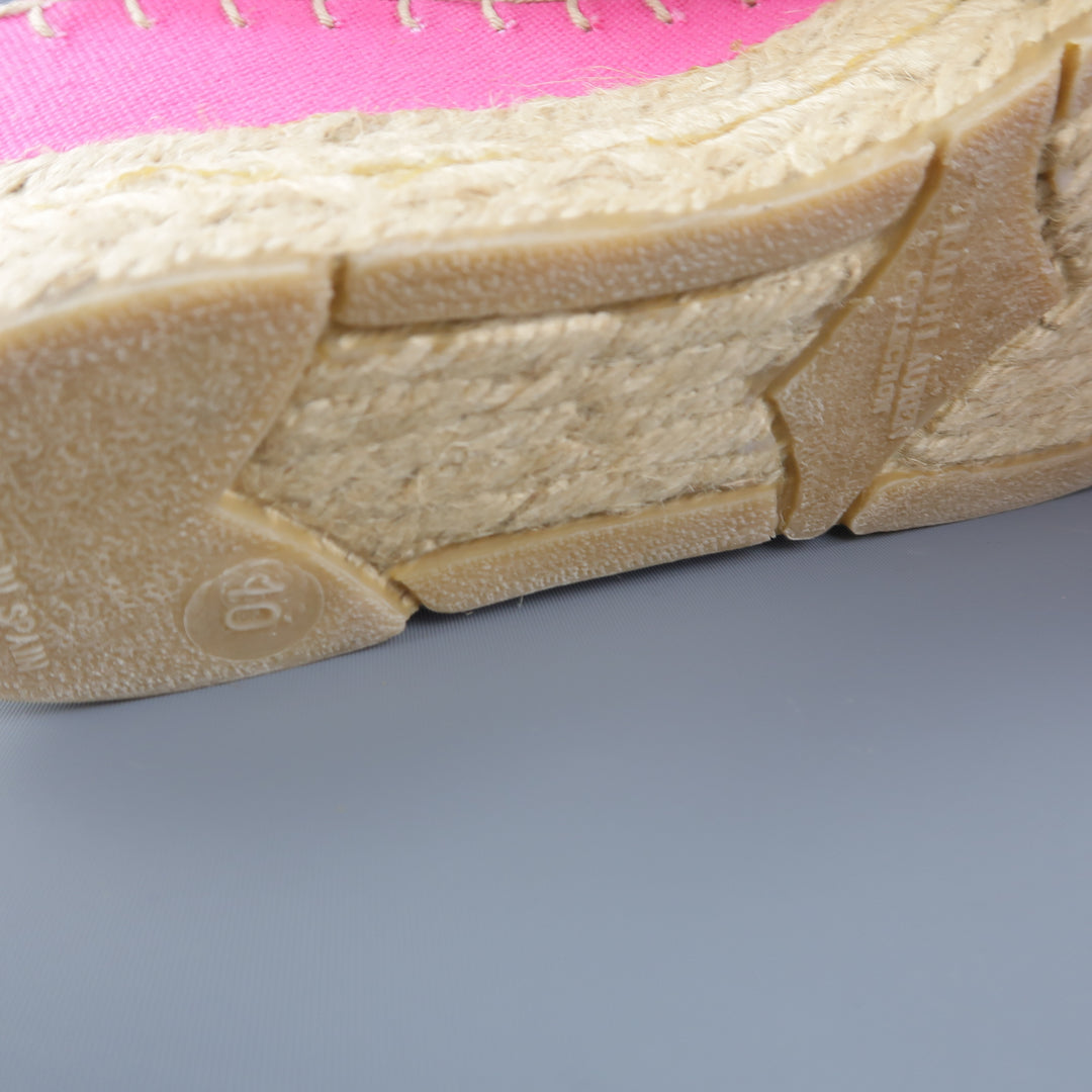 RALPH LAUREN Size 10 Pink Canvas Ankle Strap Espadrille Wedges