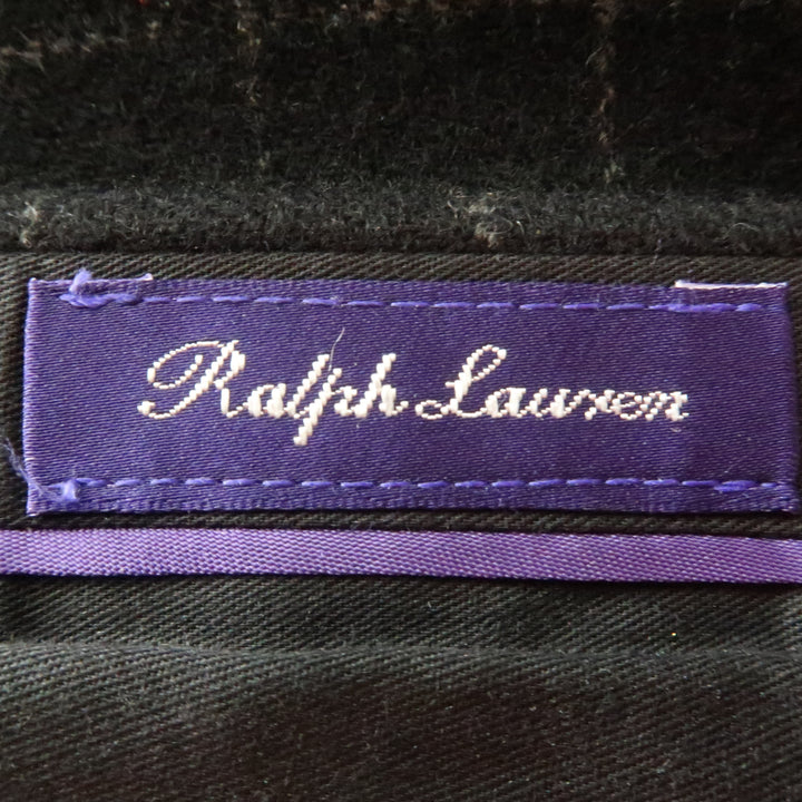 RALPH LAUREN Size 34 Black & Grey Window Pane Cashmere 31 Pleated Dress Pants
