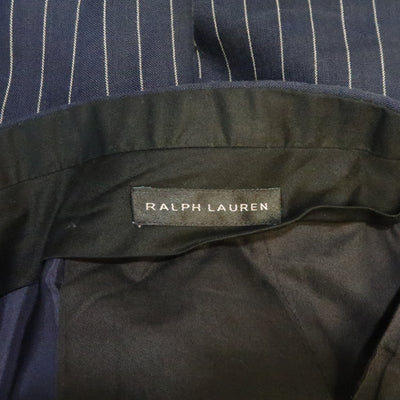 RALPH LAUREN Size 34 Navy Stripe Linen Dress Pants