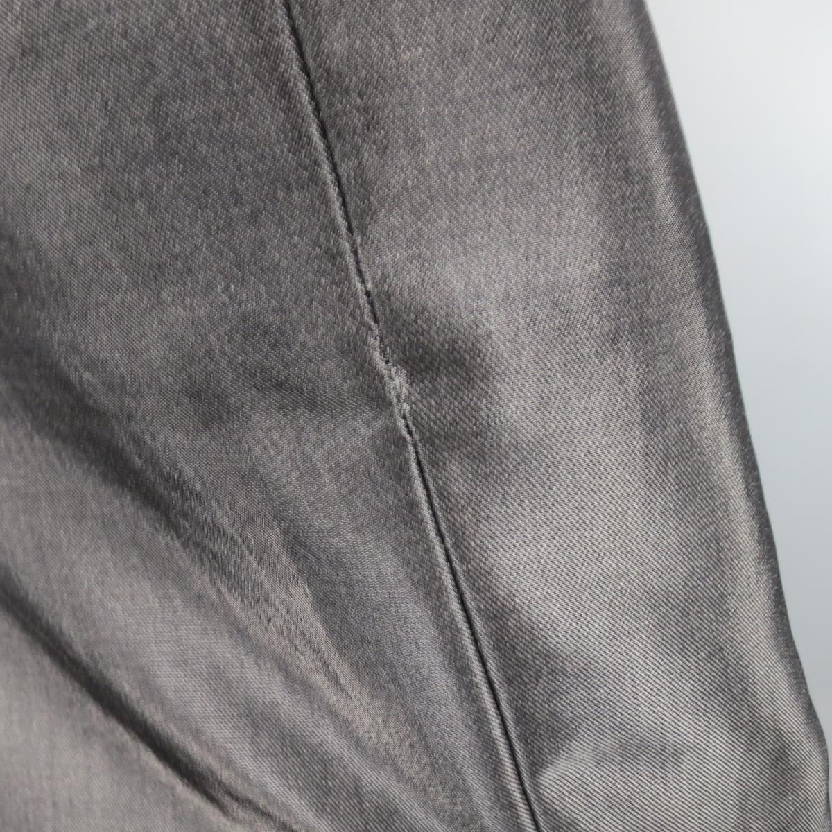RALPH LAUREN Size 4 Metallic Grey Wool Blend Denim Pencil Skirt