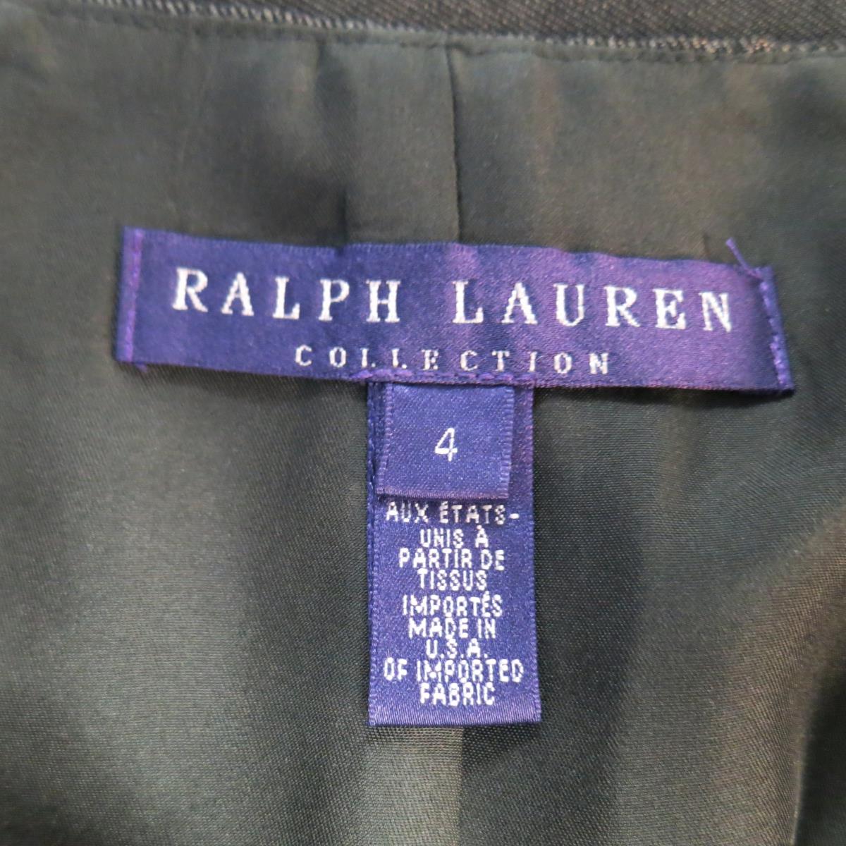 RALPH LAUREN Size 4 Metallic Grey Wool Blend Denim Pencil Skirt