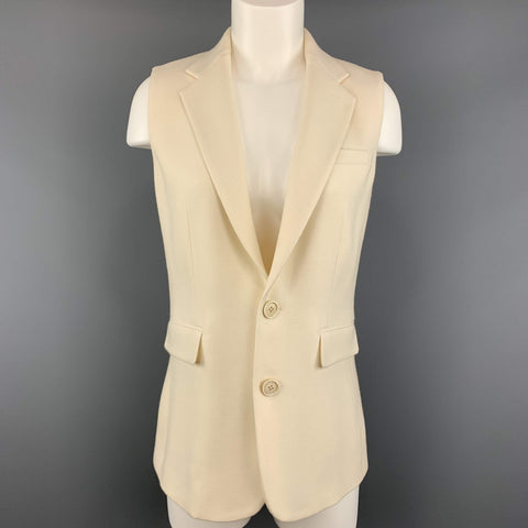 RALPH LAUREN Size 6 Beige Wool Sleeveless Blazer Jacket