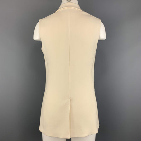 RALPH LAUREN Talla 6 Chaqueta blazer sin mangas de lana beige 