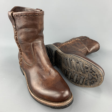 RALPH LAUREN Talla 8 Botas sin cordones de cuero antiguo marrón