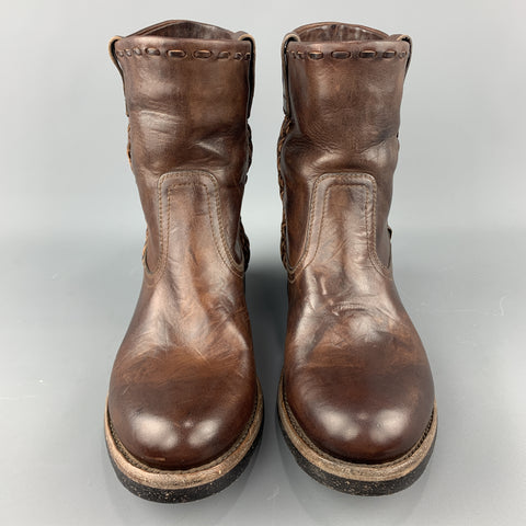 RALPH LAUREN Talla 8 Botas sin cordones de cuero antiguo marrón