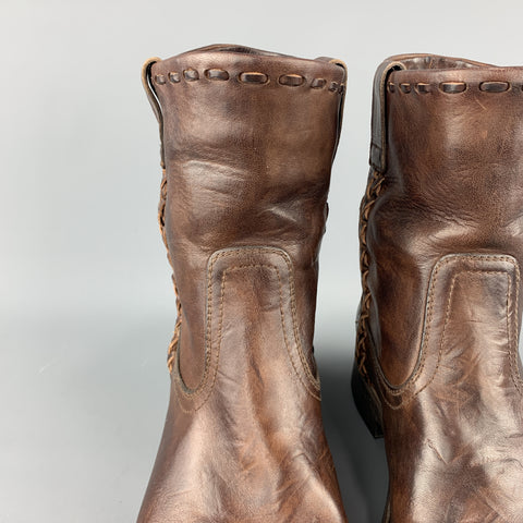 RALPH LAUREN Talla 8 Botas sin cordones de cuero antiguo marrón