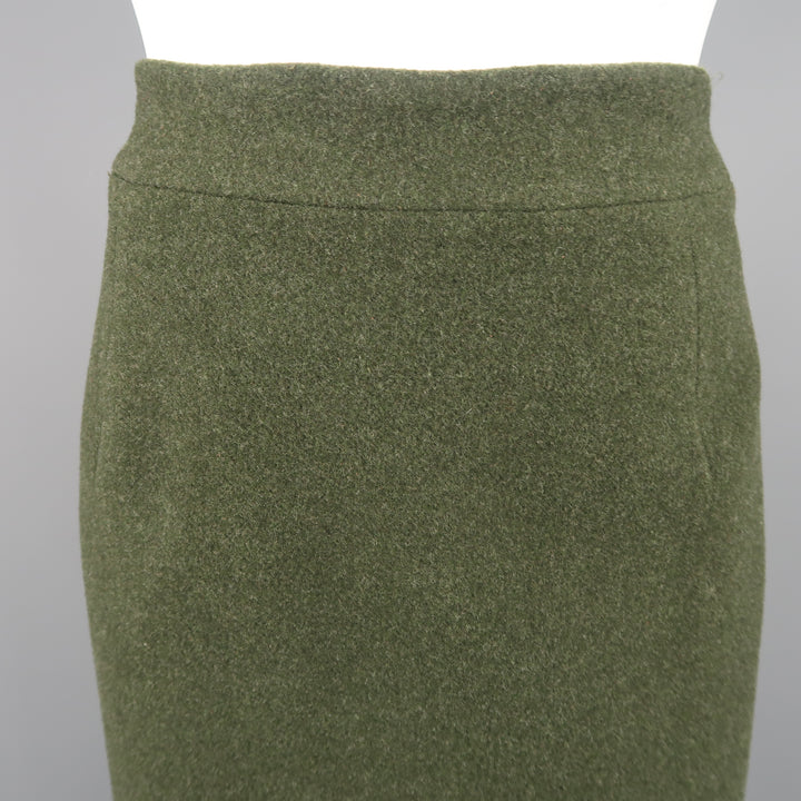 RALPH LAUREN Size 8 Olive Wool / Cashmere A Line Skirt