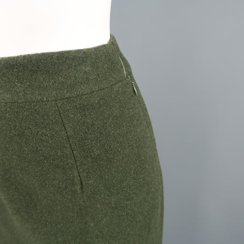 RALPH LAUREN Size 8 Olive Wool / Cashmere A Line Skirt