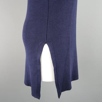 RALPH LAUREN Size M Navy Silk Blend Sleeveless Long Sweater Vest Top