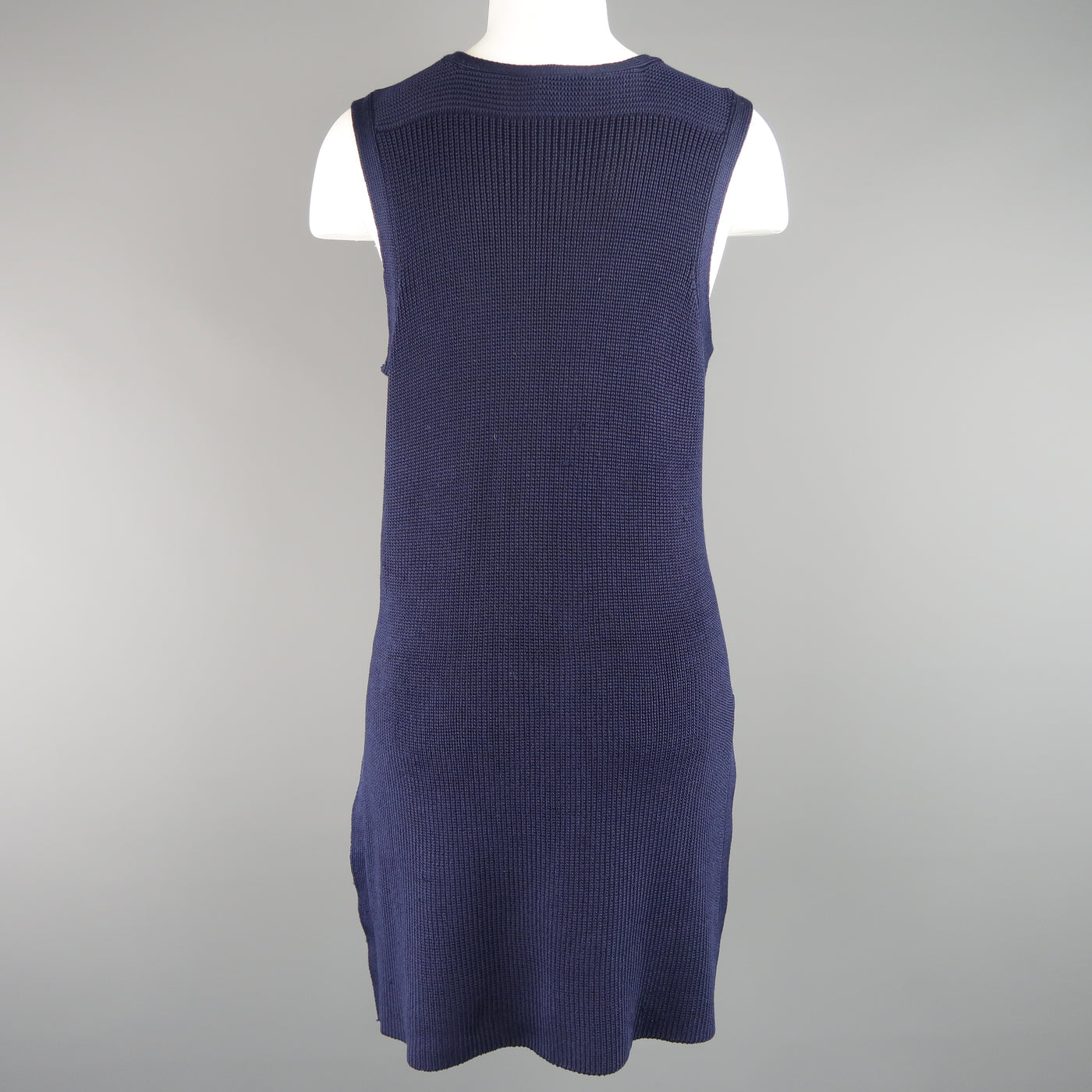 RALPH LAUREN Size M Navy Silk Blend Sleeveless Long Sweater Vest Top