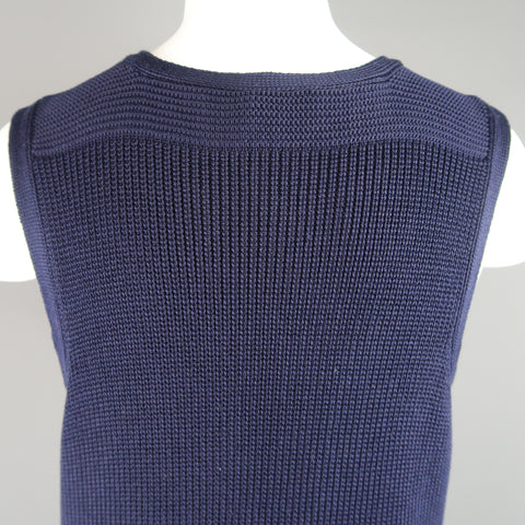 RALPH LAUREN Size M Navy Silk Blend Sleeveless Long Sweater Vest Top