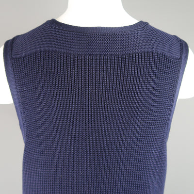 RALPH LAUREN Size M Navy Silk Blend Sleeveless Long Sweater Vest Top