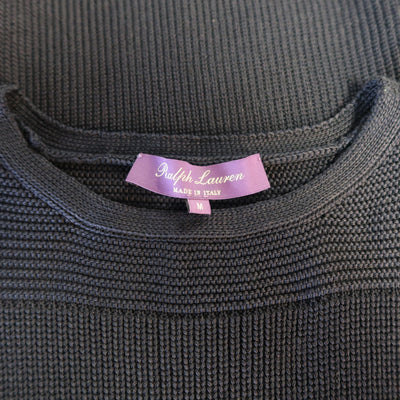 RALPH LAUREN Size M Navy Silk Blend Sleeveless Long Sweater Vest Top