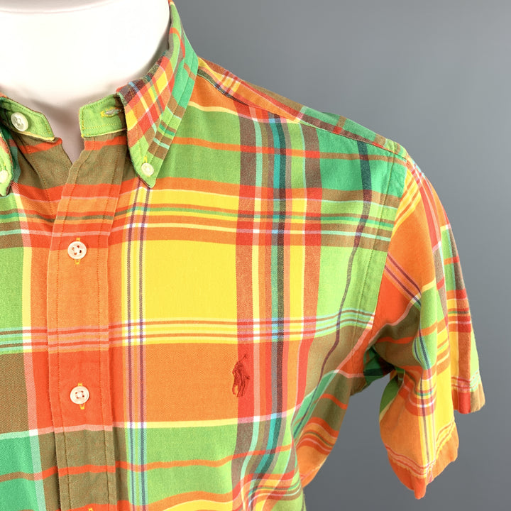 RALPH LAUREN Size S Multi-Color Plaid Cotton Button Down Short Sleeve Shirt