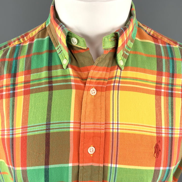 RALPH LAUREN Size S Multi-Color Plaid Cotton Button Down Short Sleeve Shirt