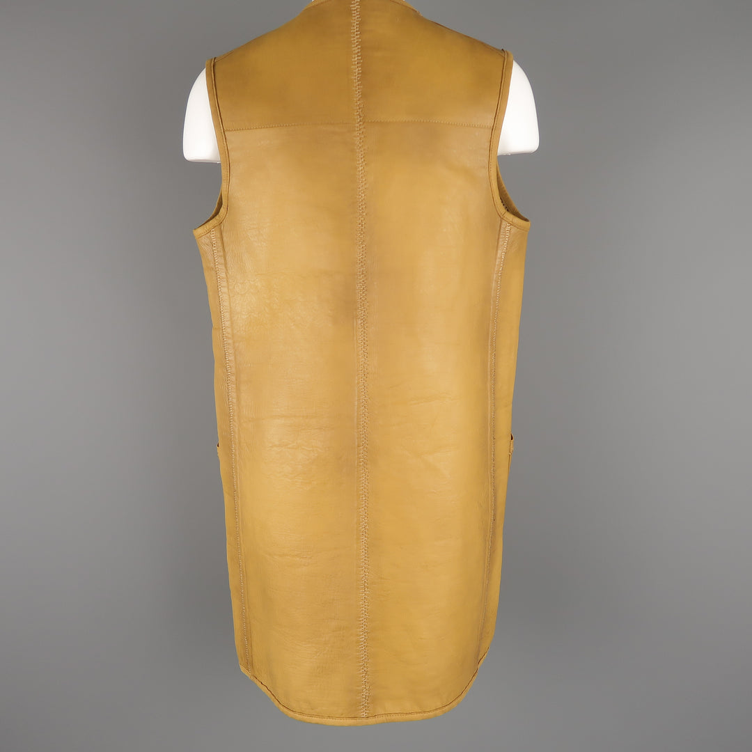 RALPH LAUREN Size S Tan Leather Reversible Tie Front Vest