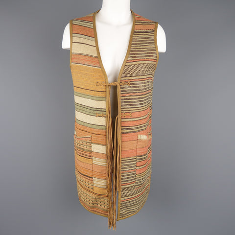 RALPH LAUREN Size S Tan Leather Reversible Tie Front Vest