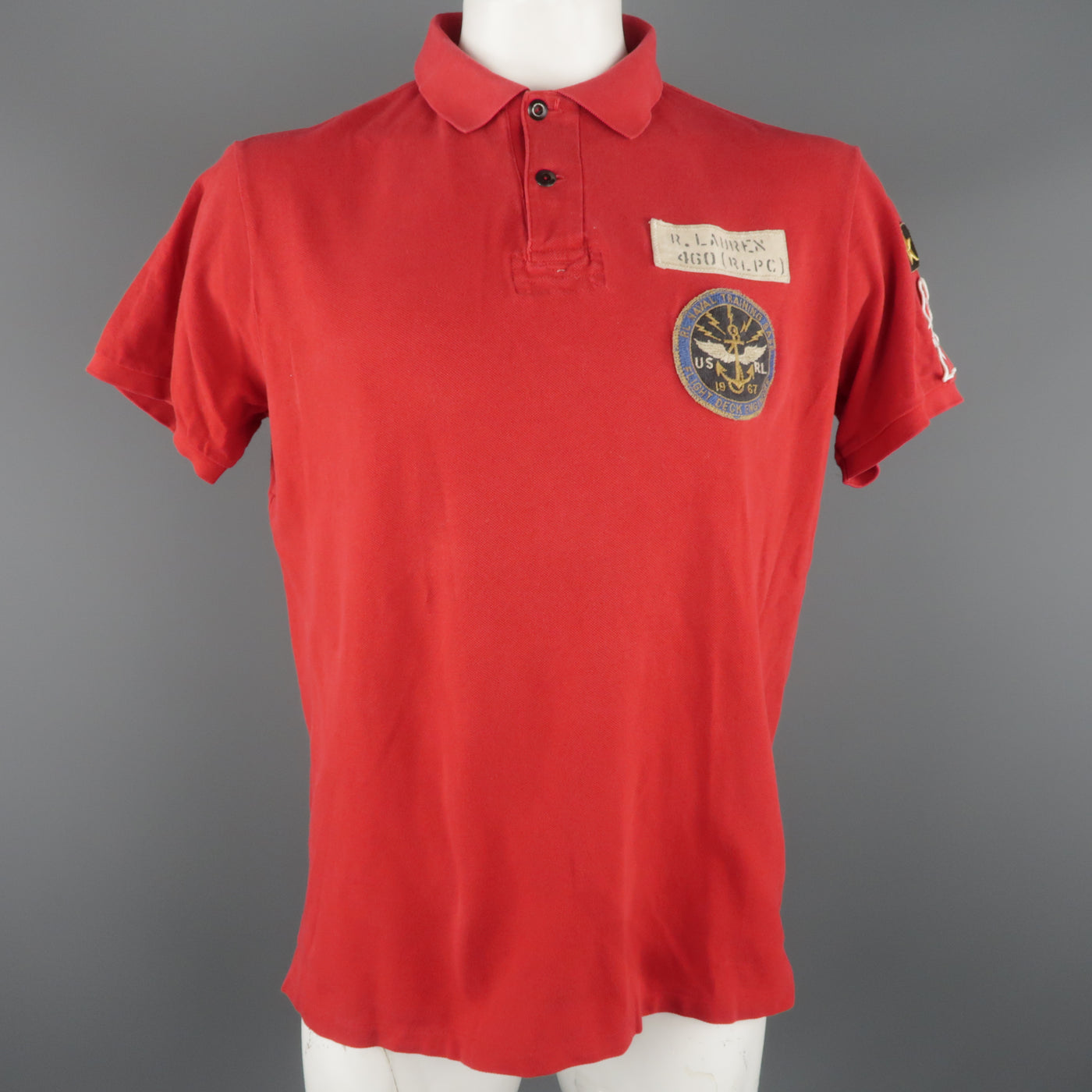 RALPH LAUREN Size XL Red Solid Cotton Buttoned POLO Shirt
