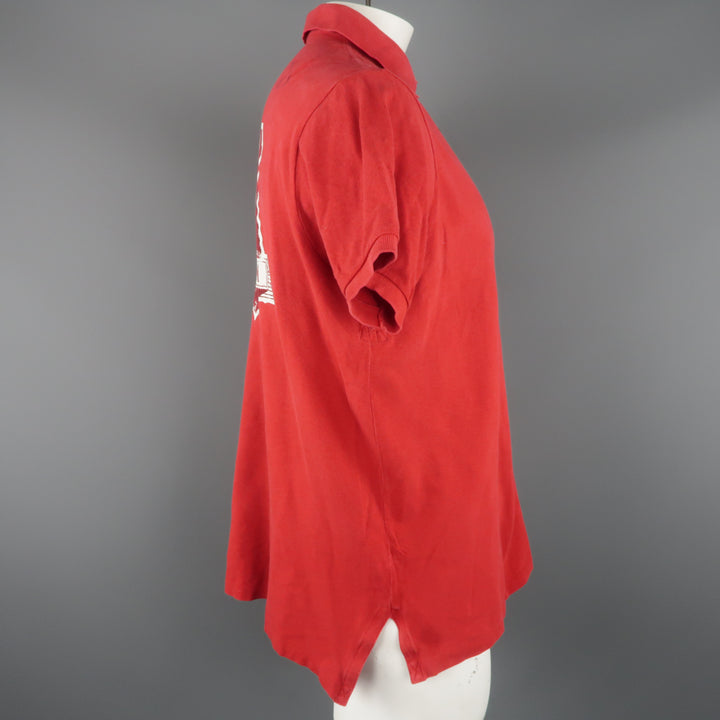RALPH LAUREN Taille XL POLO boutonné en coton uni rouge