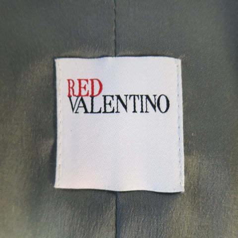 RED VALENTINO 2 Gray & Pink Plaid Wool Blend Tweed Cropped Peak Lapel Blazer