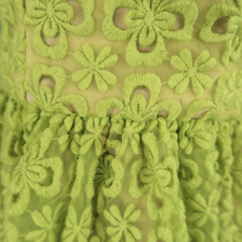 RED VALENTINO Size 0 Green  Embroidered Lace Overlay Fit Flair Dress