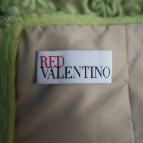 RED VALENTINO Size 0 Green  Embroidered Lace Overlay Fit Flair Dress