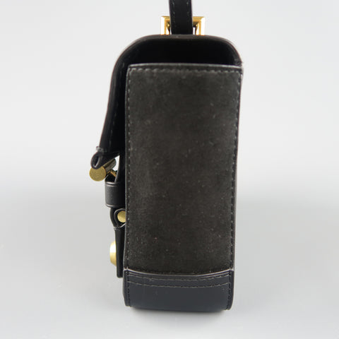 REED KRAKOFF Black Leather Gold Brass Hardware Satchel Handbag