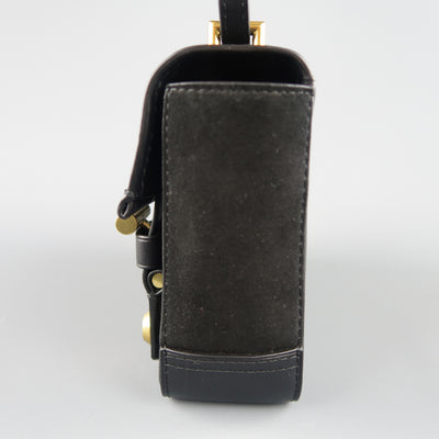 REED KRAKOFF Black Leather Gold Brass Hardware Satchel Handbag