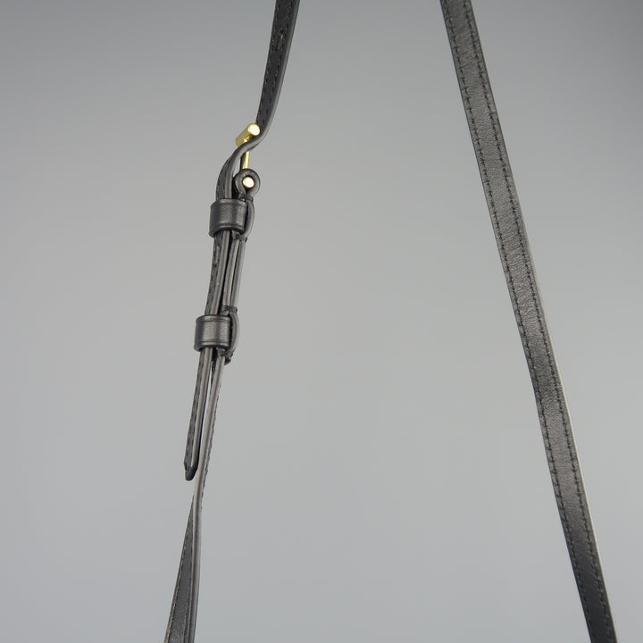 REED KRAKOFF Black Leather Gold Brass Hardware Satchel Handbag